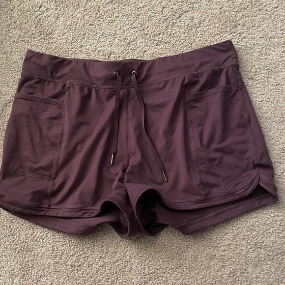 Gaiam XXL Womens Athletic Shorts Lounge Drawstring Pockets Purple Activewear - Picture 2 of 5
